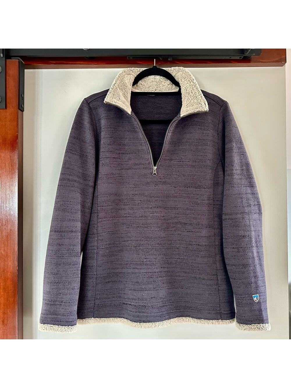Kuhl Alaska 1/4 Zip Sherpa Sweater Fleece Women’s L Gray Gorpcore Hiking Outdoor